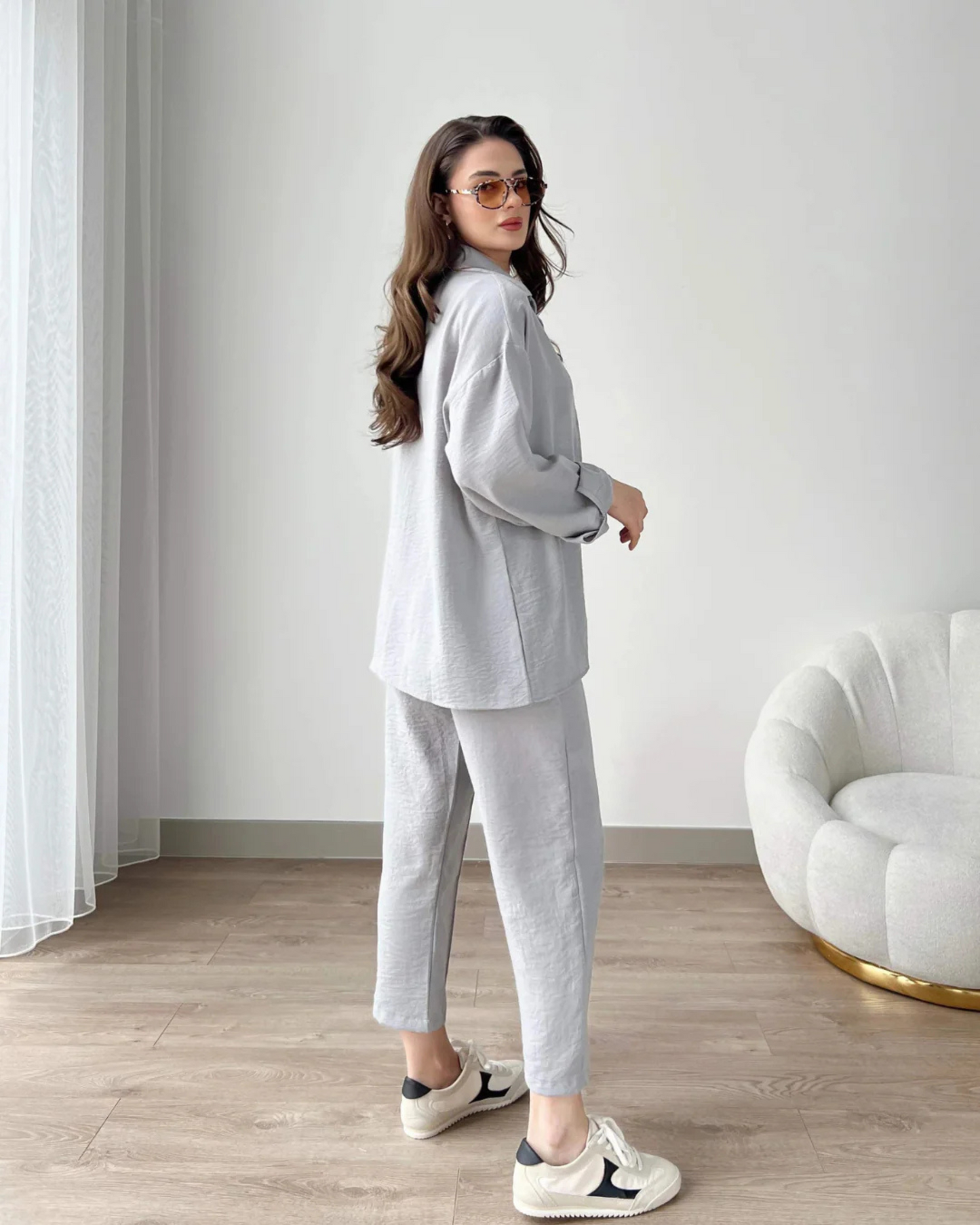 Cotton Linen 2 Piece Set - Gray