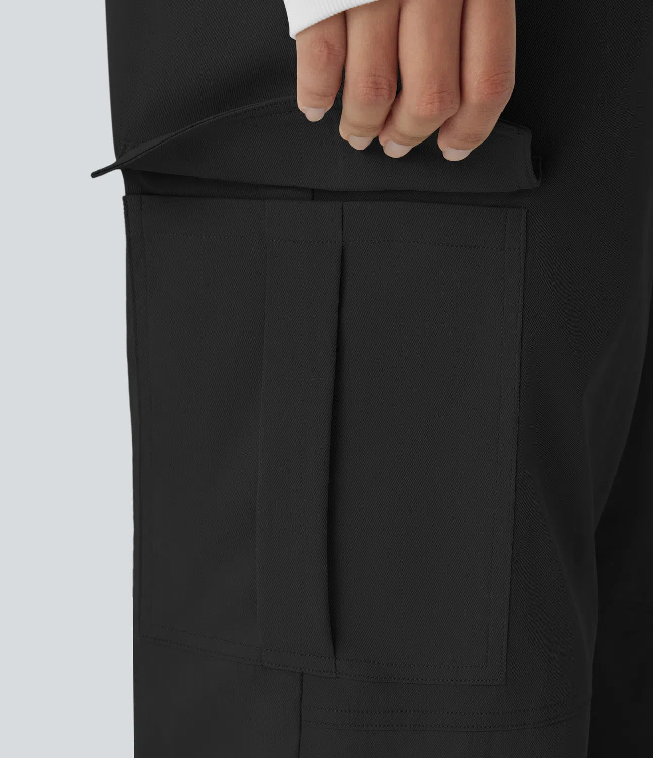 Mid Rise Button Zipper Multiple Pockets Casual Cargo Joggers - Black