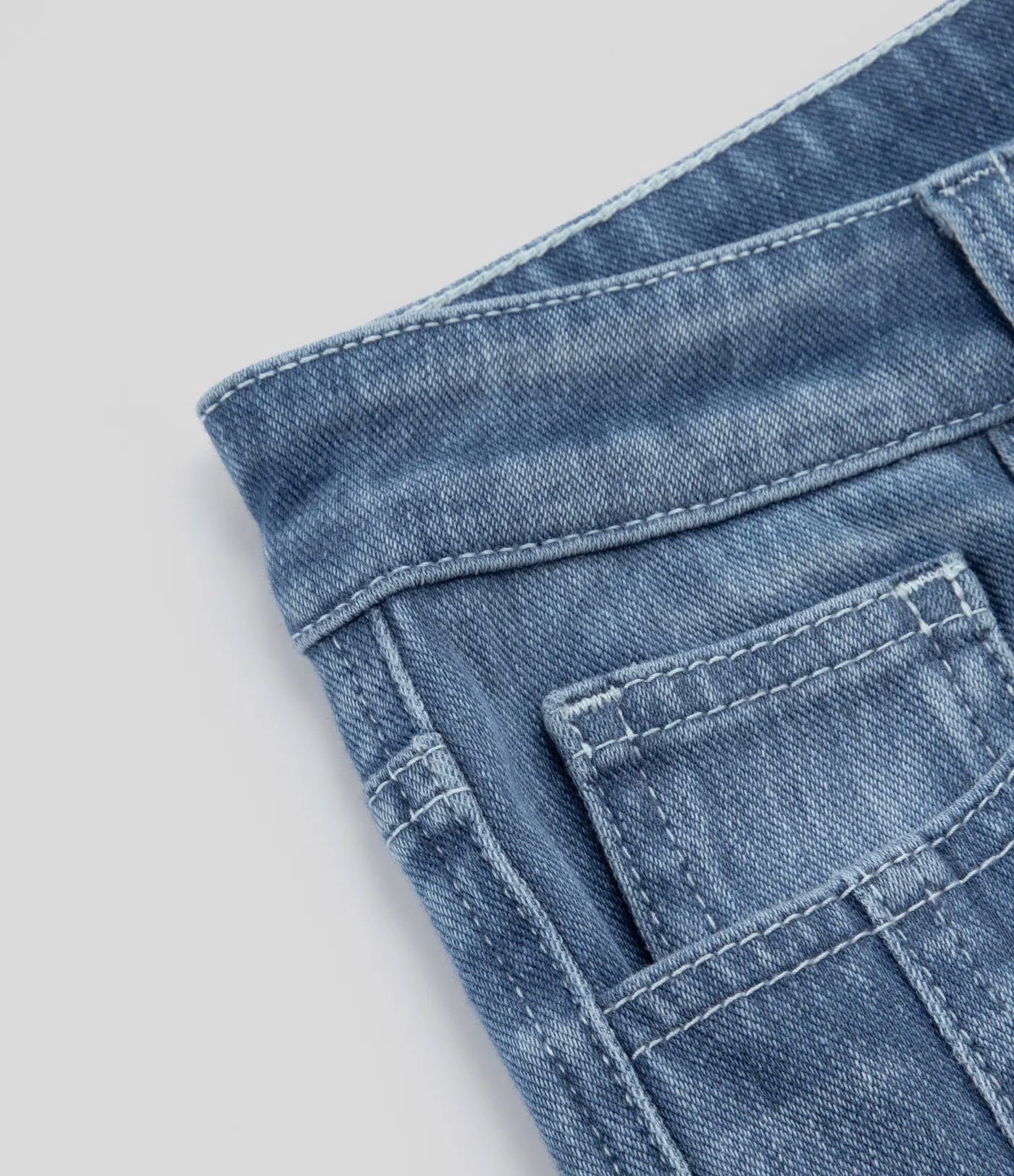 Mid Low Rise Button Zipper Multiple Pockets Stretchy Knit Casual Skinny Jeans - Sea Blue Denim