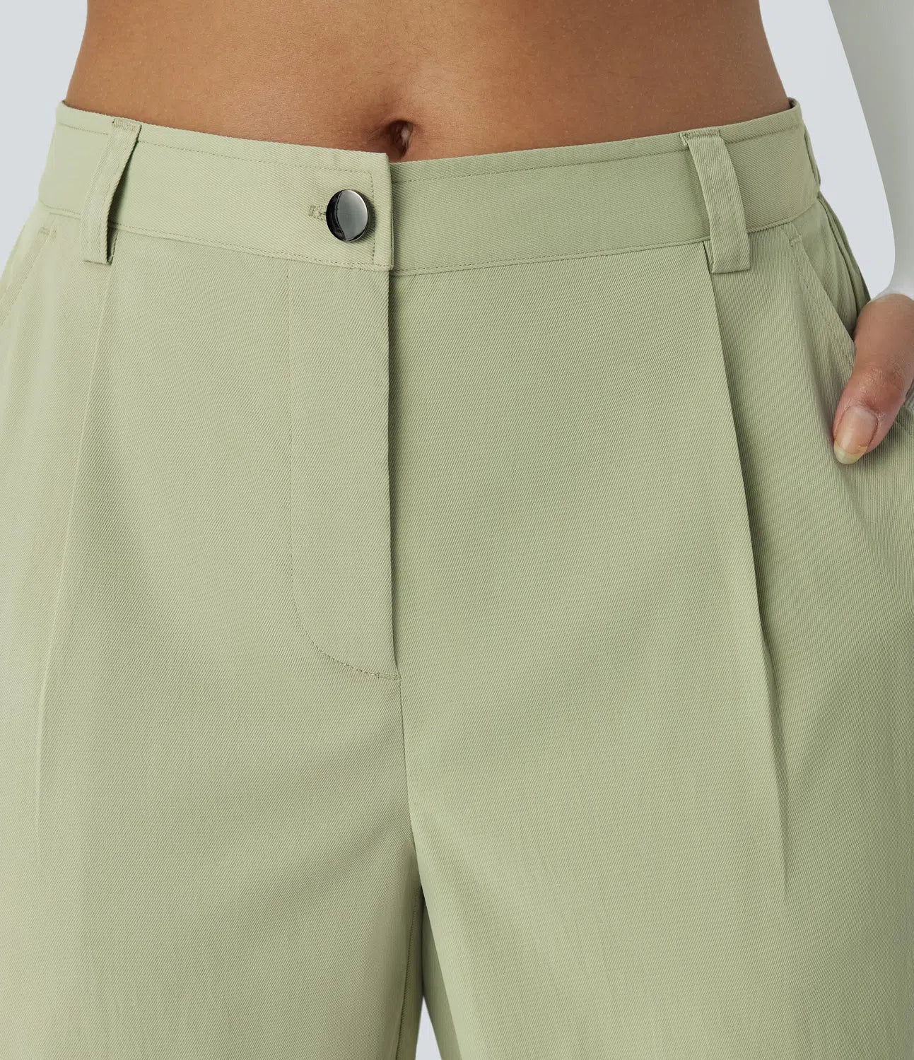 Mid Rise Button Zipper Multiple Pockets Casual Cargo Joggers - Green