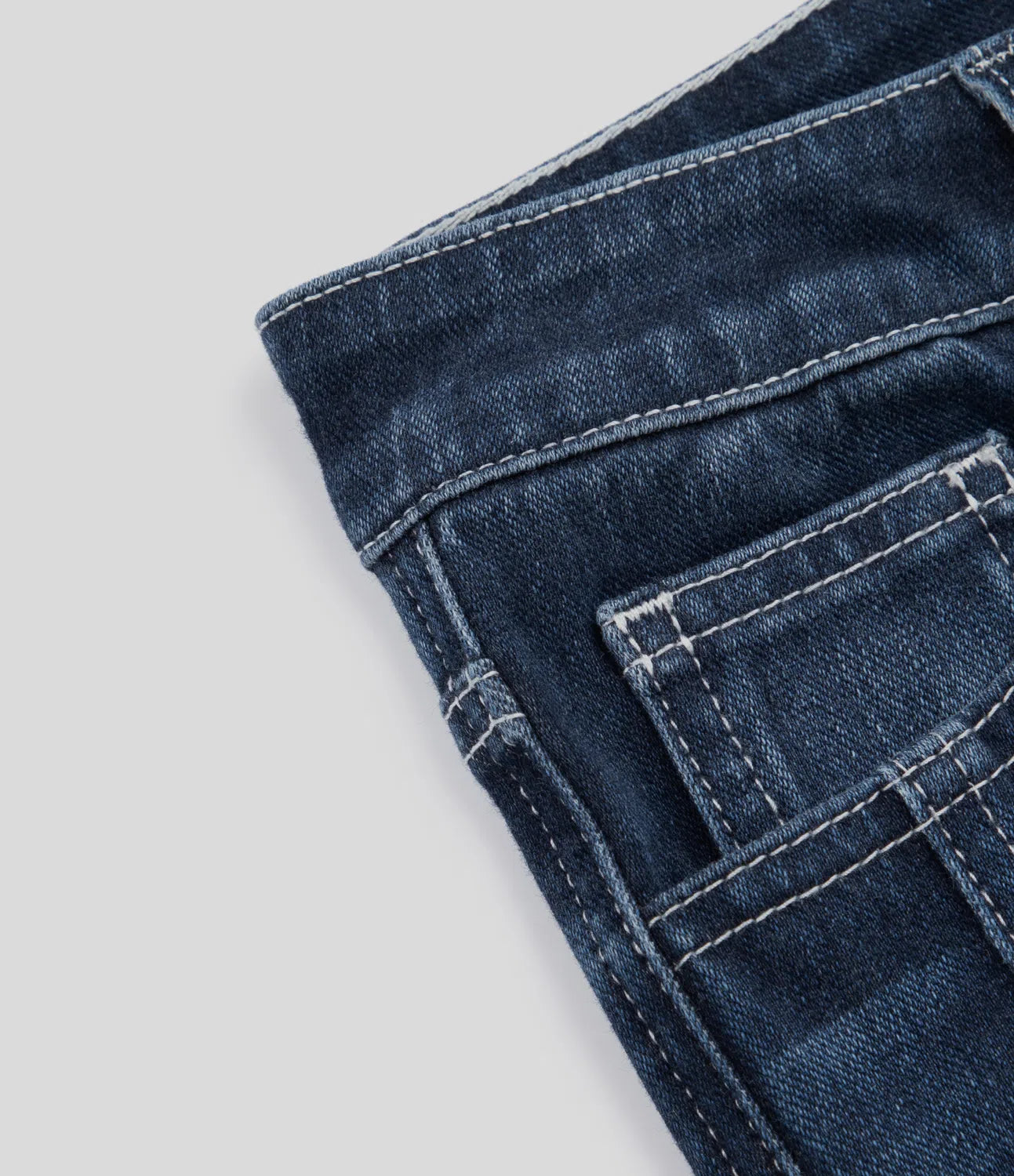Mid Low Rise Button Zipper Multiple Pockets Stretchy Knit Casual Skinny Jeans - Paint Blue Denim