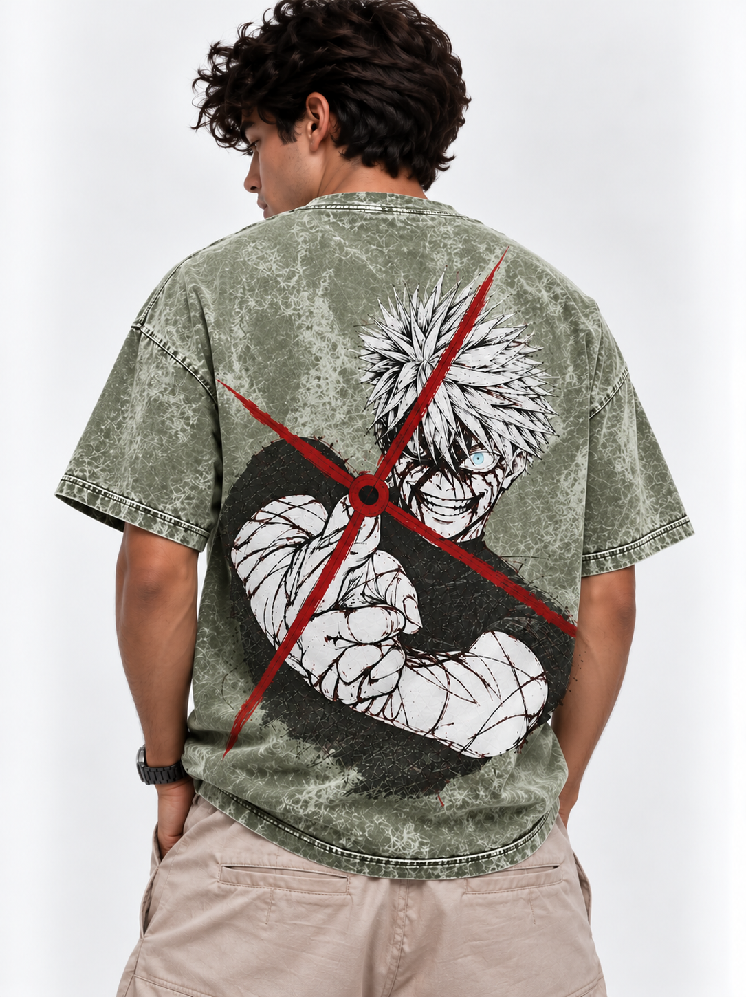 Rage Shot Oversized Tshirt - Acid Wash - Army Green