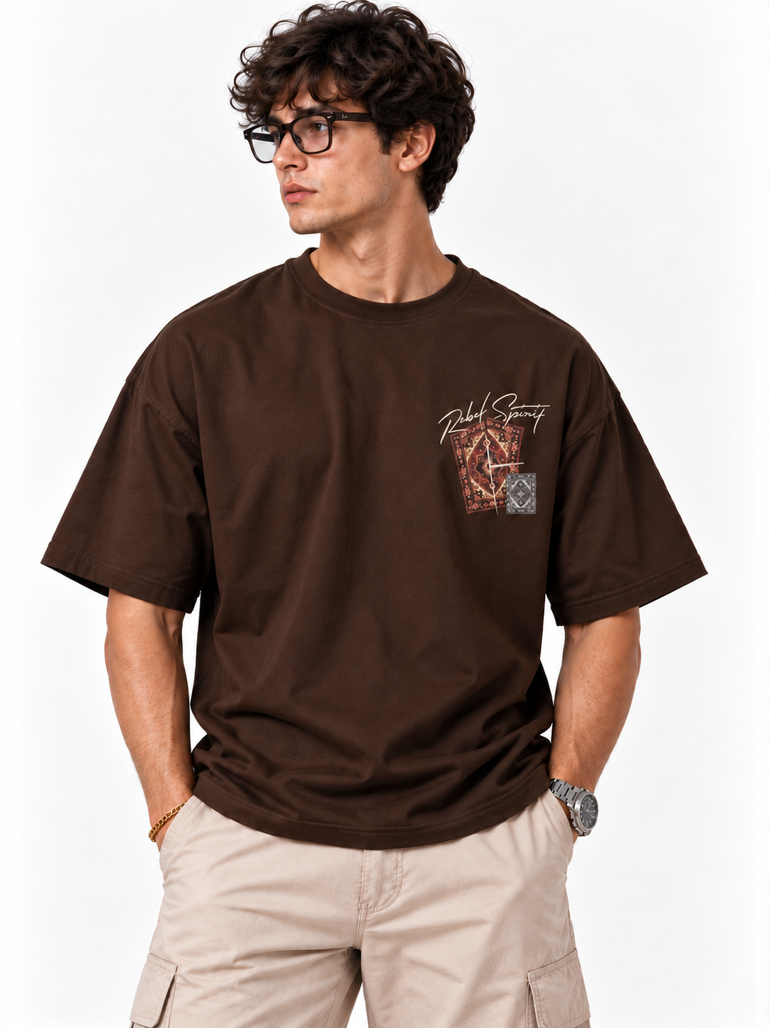 Rebel Spirit Oversized T-Shirt - Brown