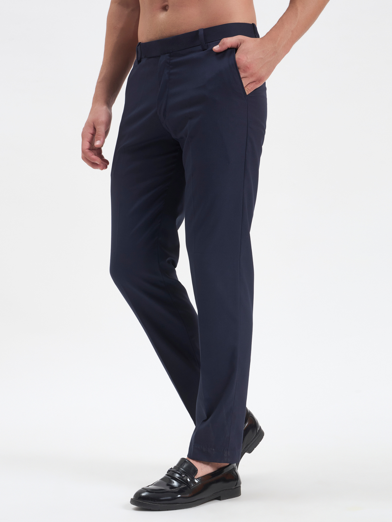 Slim-Fit Essential Trousers - Navy