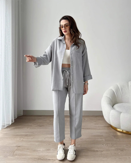 Cotton Linen 2 Piece Set - Gray