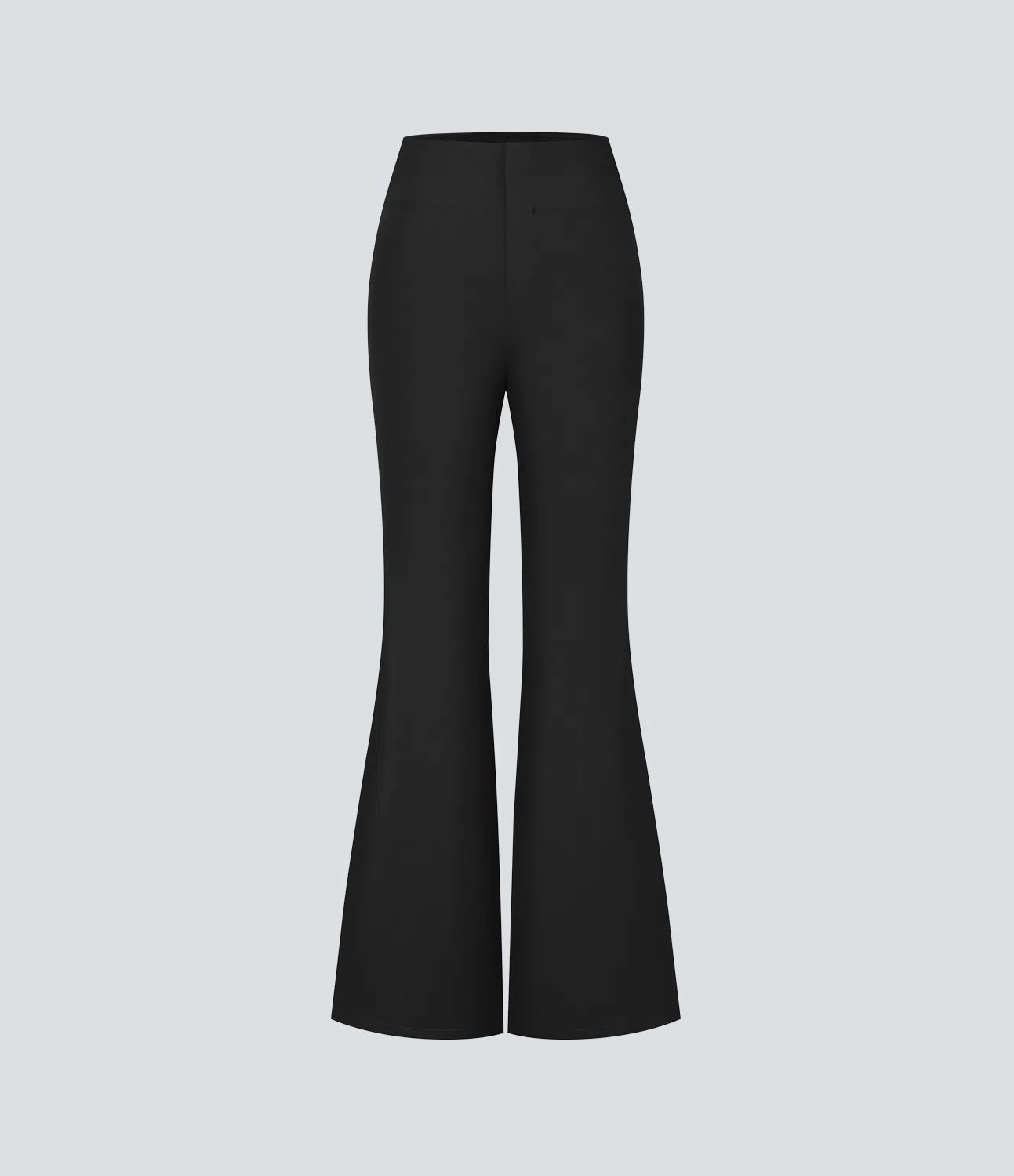 High Waisted Back  Pocket Flare Work Pants - Black