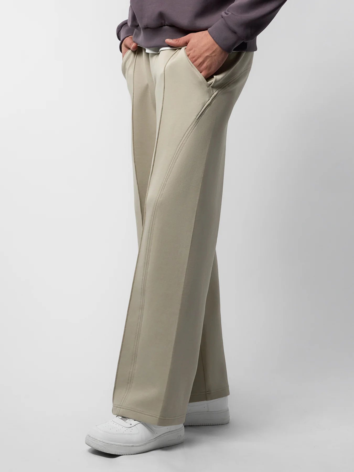 Lightweight Straight Pants - Stone Beige