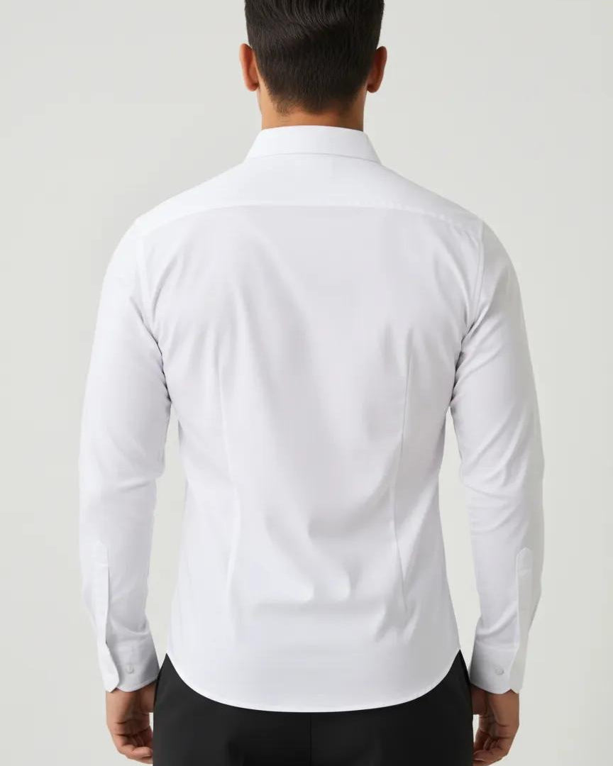Fluid Essentials Slim Fit Satin Lycra Shirt - White