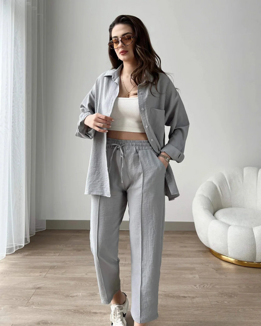 Cotton Linen 2 Piece Set - Gray