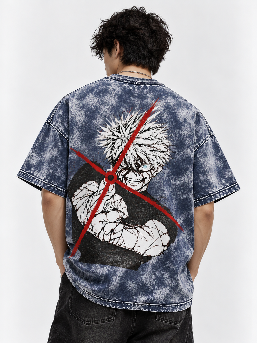 Rage Shot Oversized Tshirt - Acid Wash - Navy
