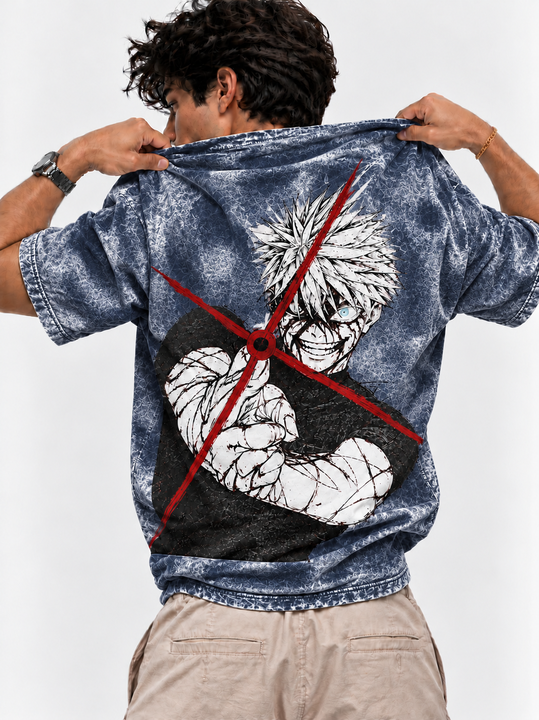 Rage Shot Oversized Tshirt - Acid Wash - Navy