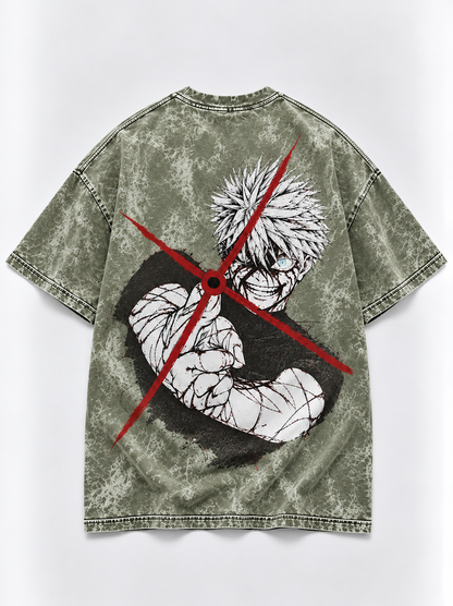 Rage Shot Oversized Tshirt - Acid Wash - Army Green