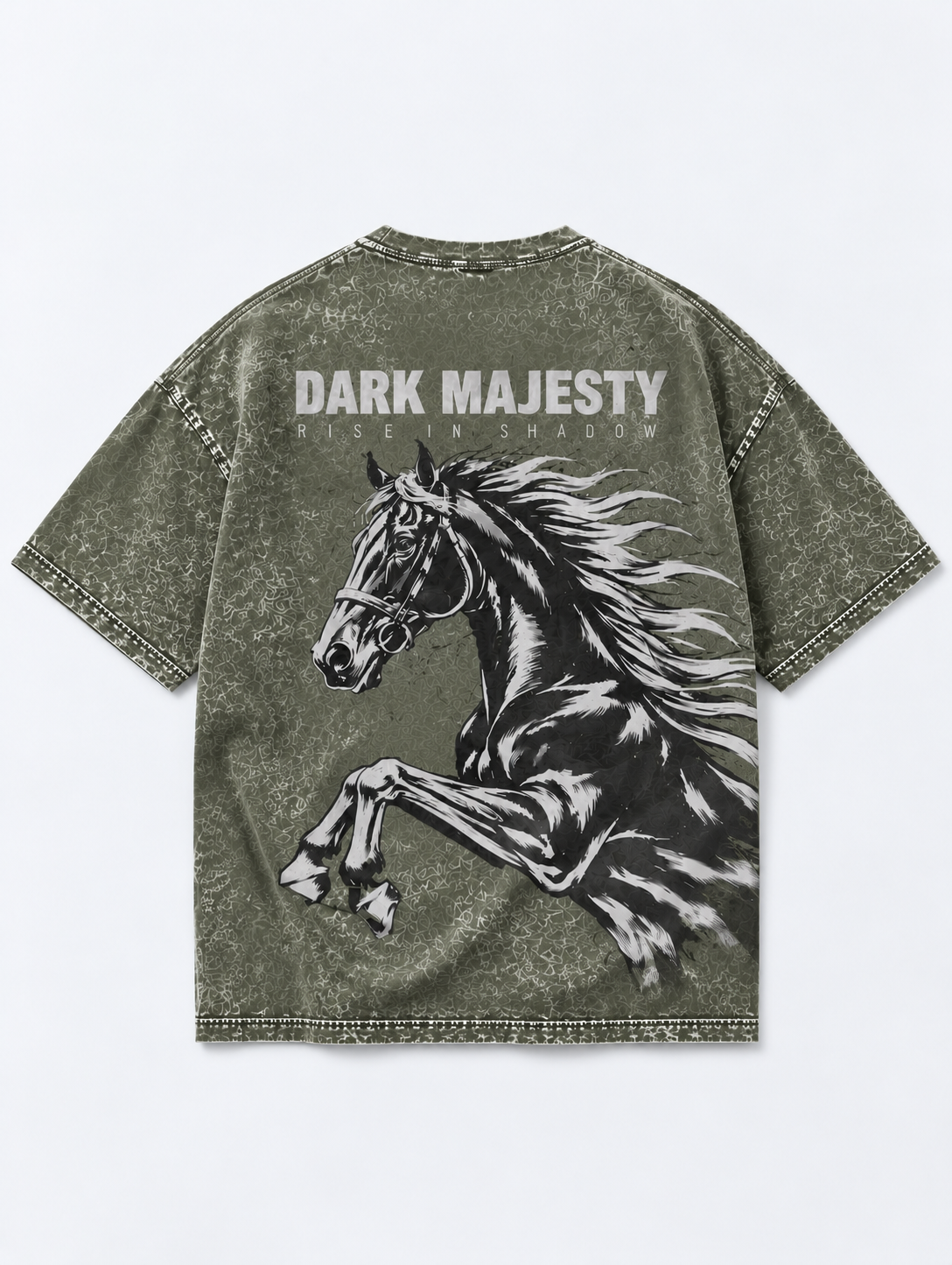 Dark Majesty Oversized Tshirt - Acid Wash - Army Green