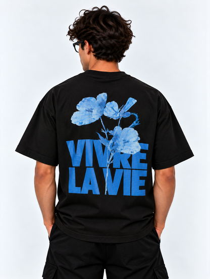 Vivre La Vie Oversized Tshirt - Black