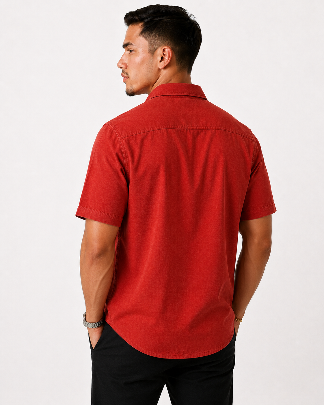 Denim-Inspired Utility Overshirt - Short Sleeve