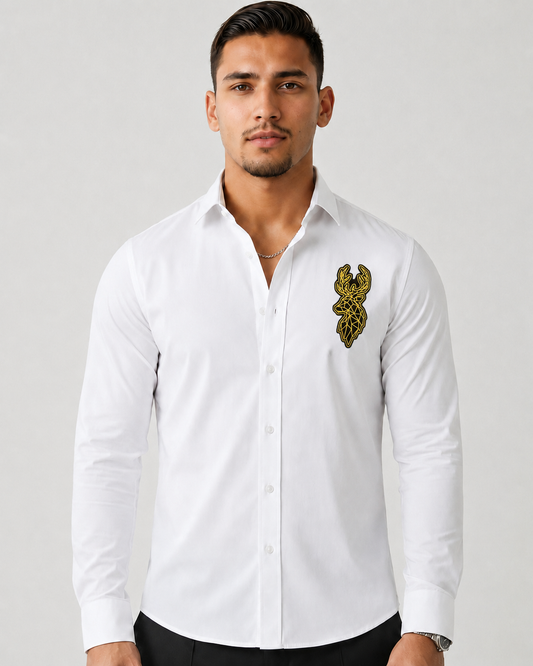 Deer Signature Stretch Shirt - White