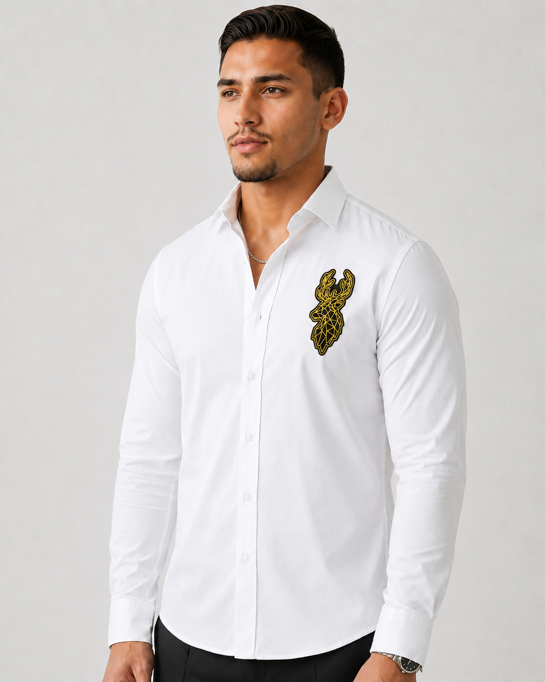 Deer Signature Stretch Shirt - White