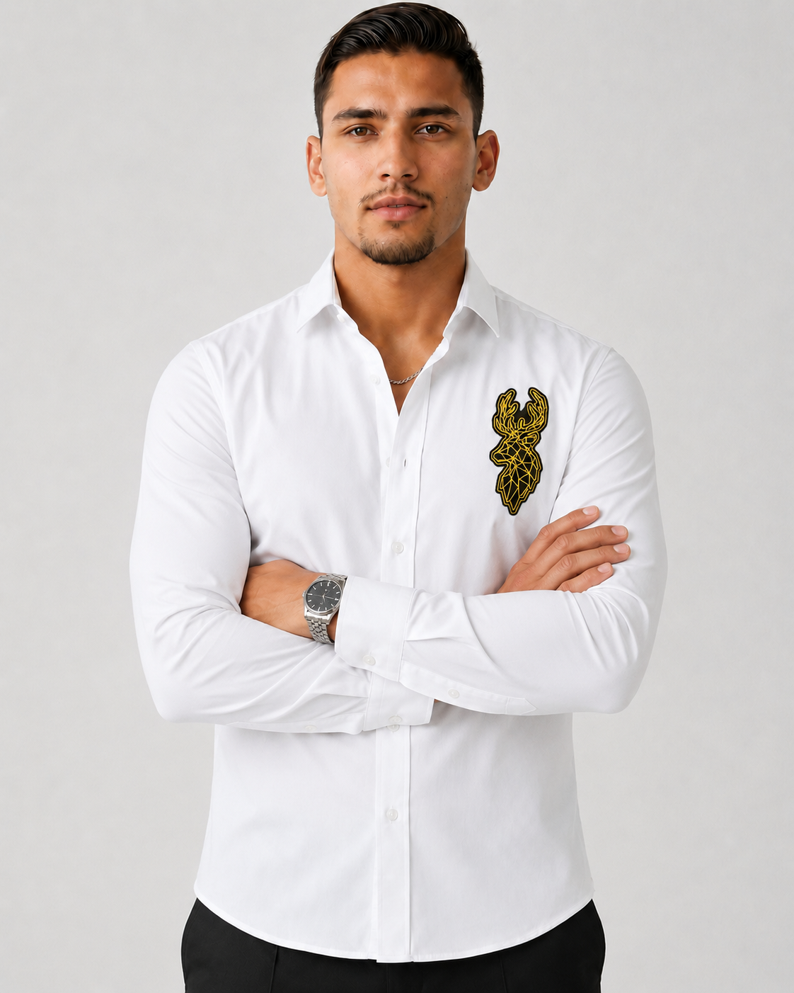 Deer Signature Stretch Shirt - White