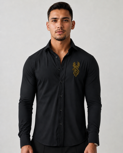 Deer Signature Stretch Shirt - Black