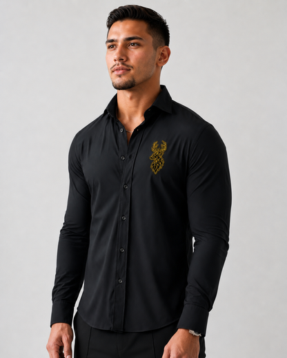 Deer Signature Stretch Shirt - Black