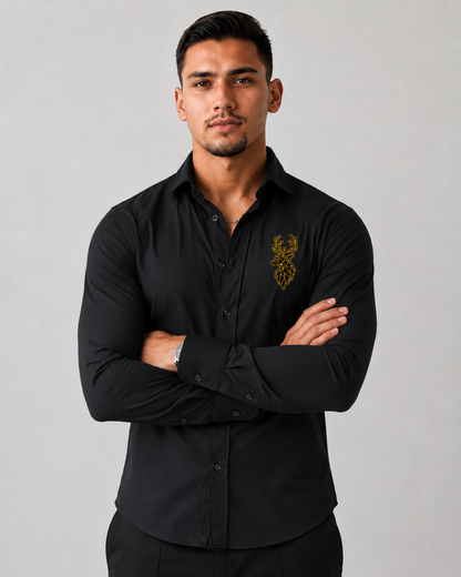 Deer Signature Stretch Shirt - Black
