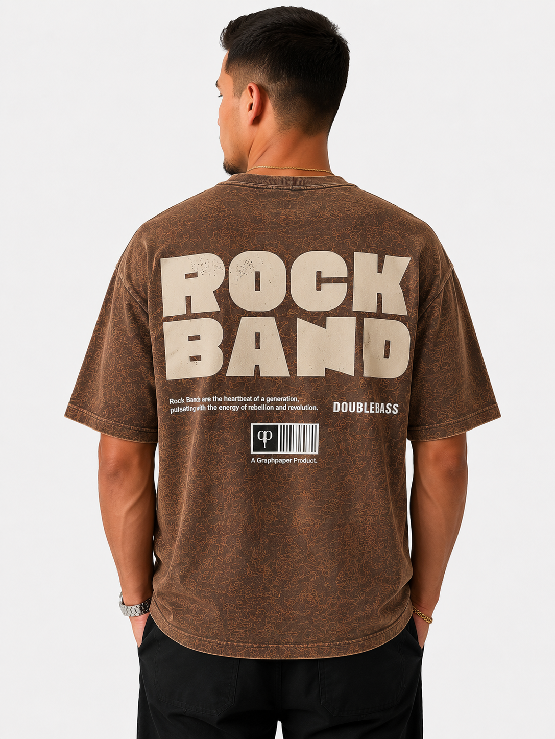 Acid Wash Oversize Vintage Tee - Brown
