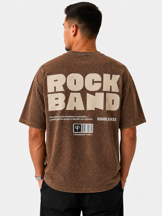 Acid Wash Oversize Vintage Tee - Brown