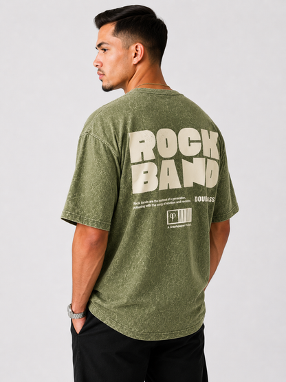 Acid Wash Oversize Vintage Tee - Olive