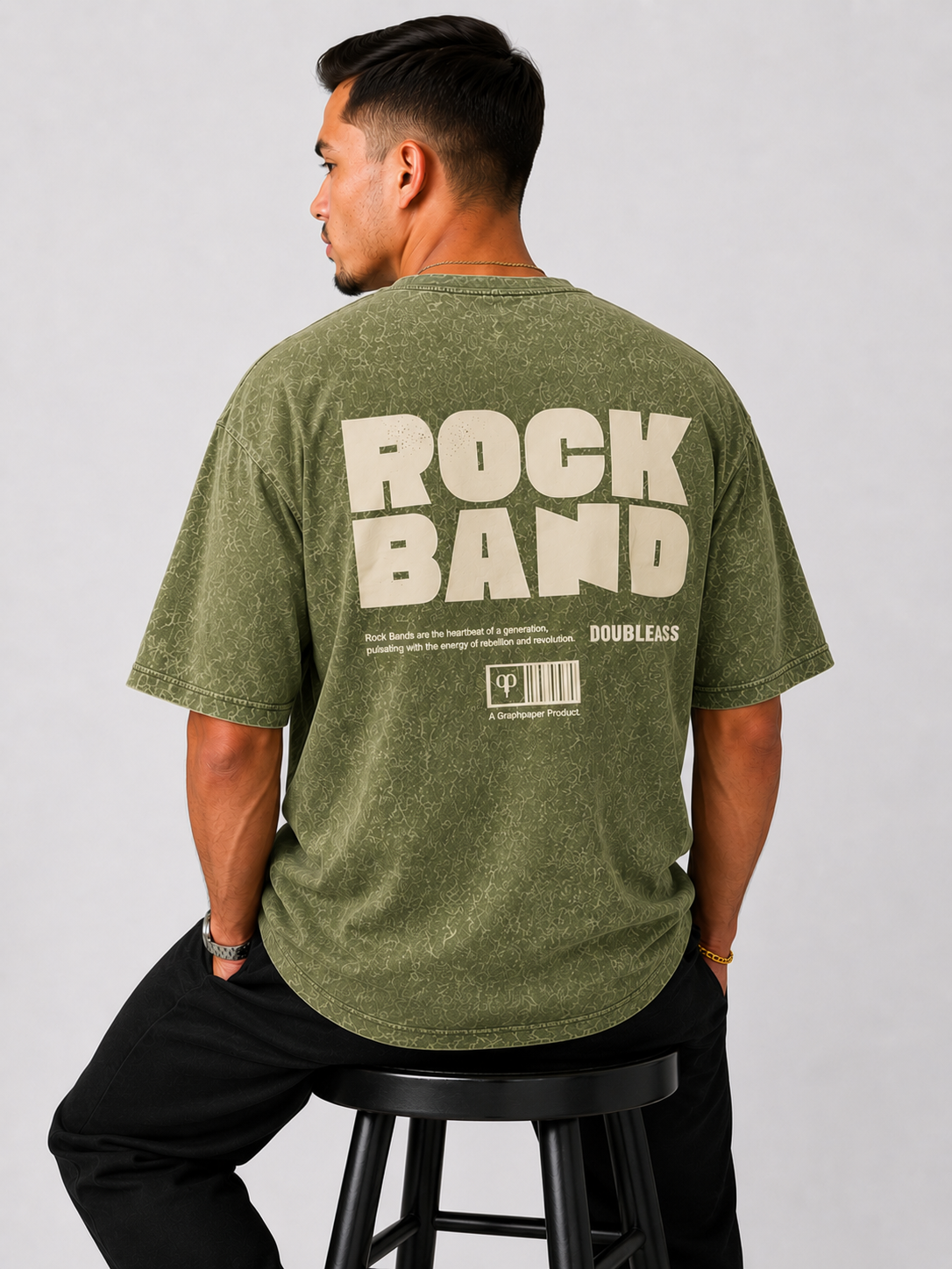 Acid Wash Oversize Vintage Tee - Olive