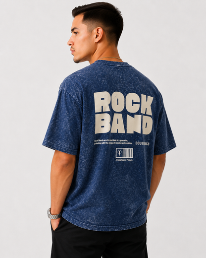 Acid Wash Oversize Vintage Tee - Navy