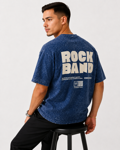 Acid Wash Oversize Vintage Tee - Navy