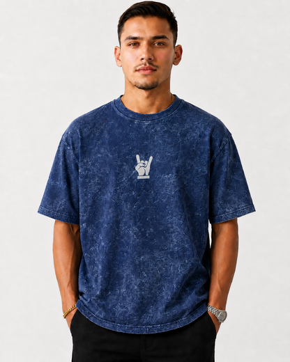 Acid Wash Oversize Vintage Tee - Navy