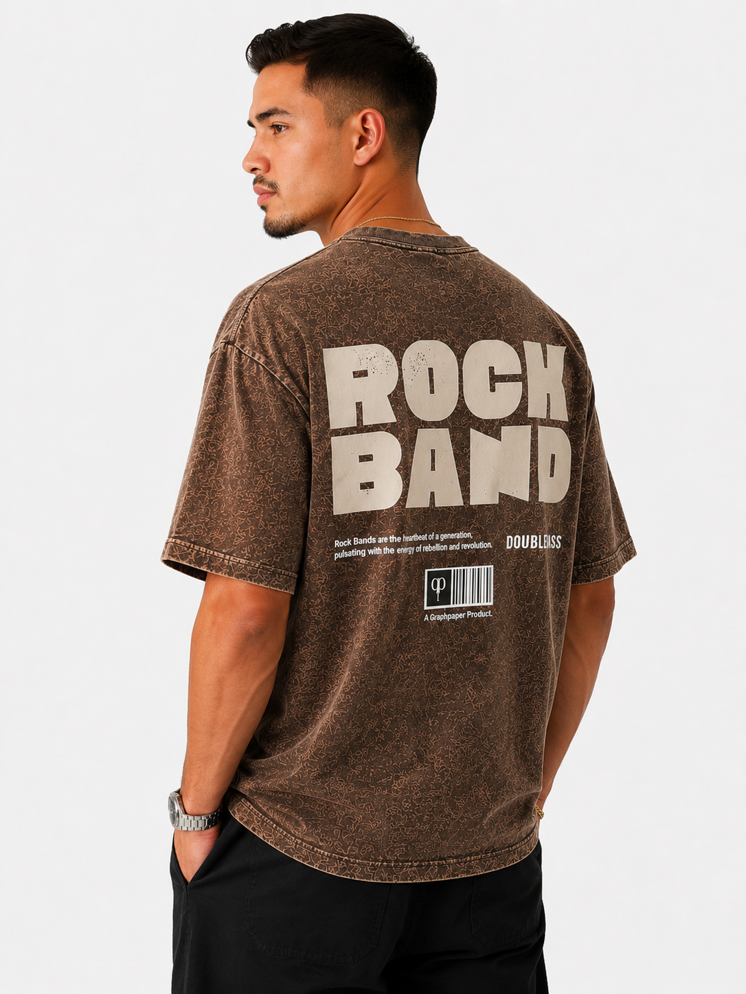 Acid Wash Oversize Vintage Tee - Brown