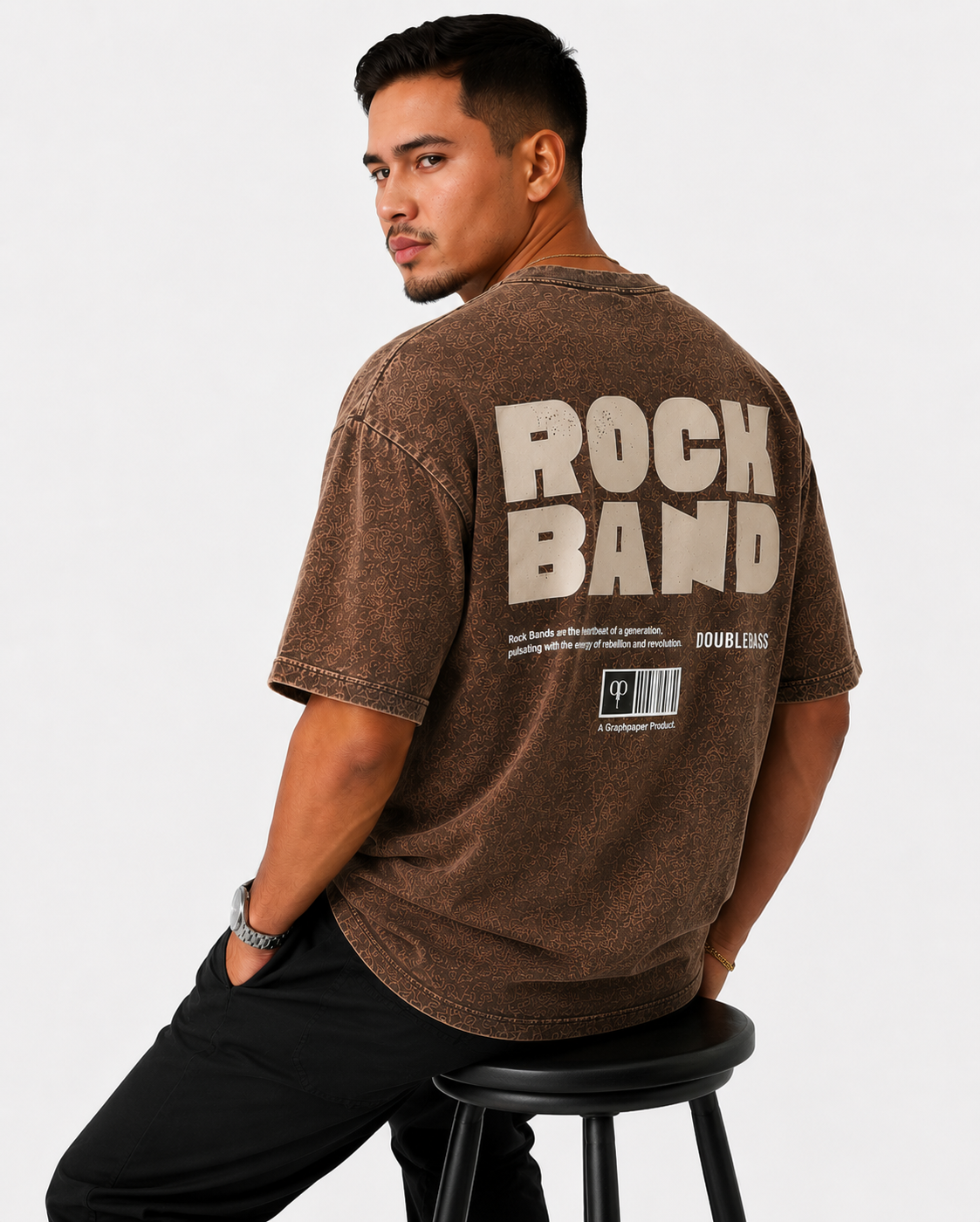 Acid Wash Oversize Vintage Tee - Brown