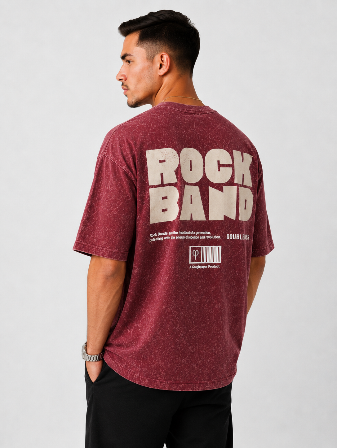 Acid Wash Oversize Vintage Tee - Maroon