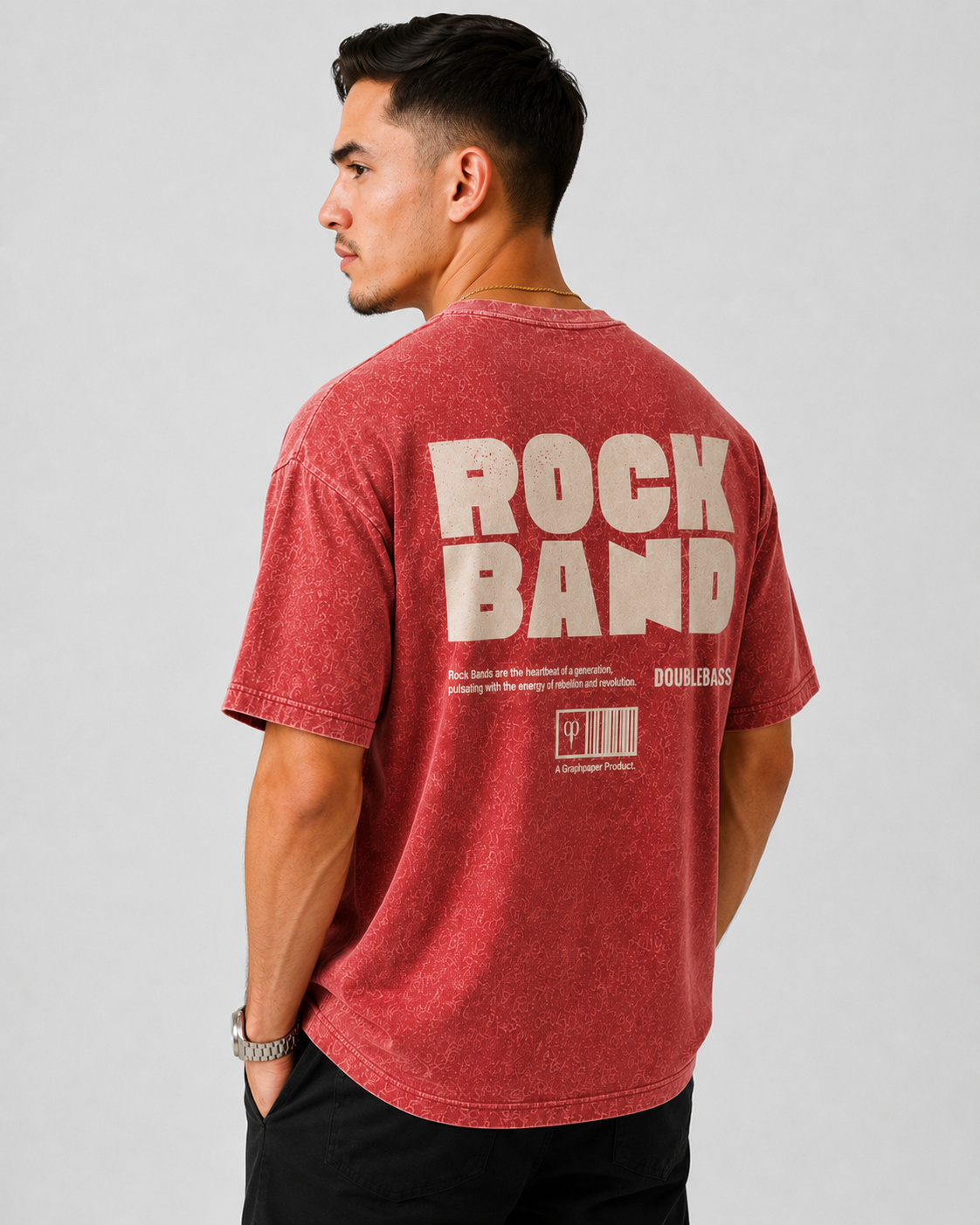 Acid Wash Oversize Vintage Tee - Red