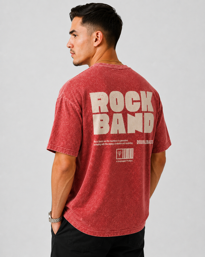 Acid Wash Oversize Vintage Tee - Red