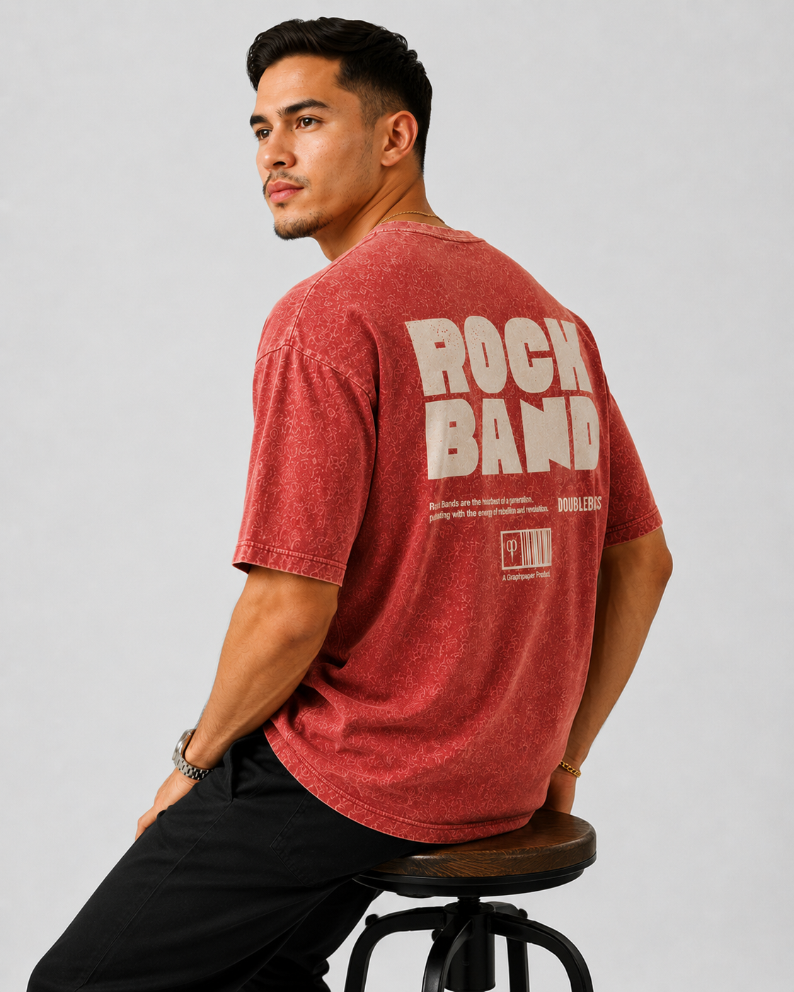 Acid Wash Oversize Vintage Tee - Red