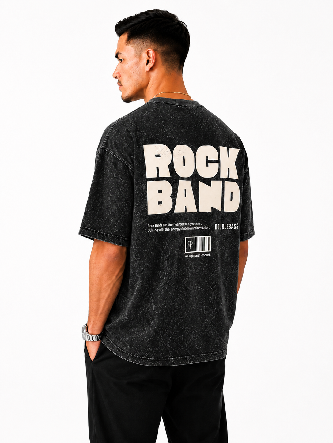 Acid Wash Oversize Vintage Tee - Black
