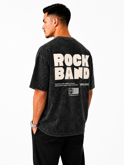 Acid Wash Oversize Vintage Tee - Black
