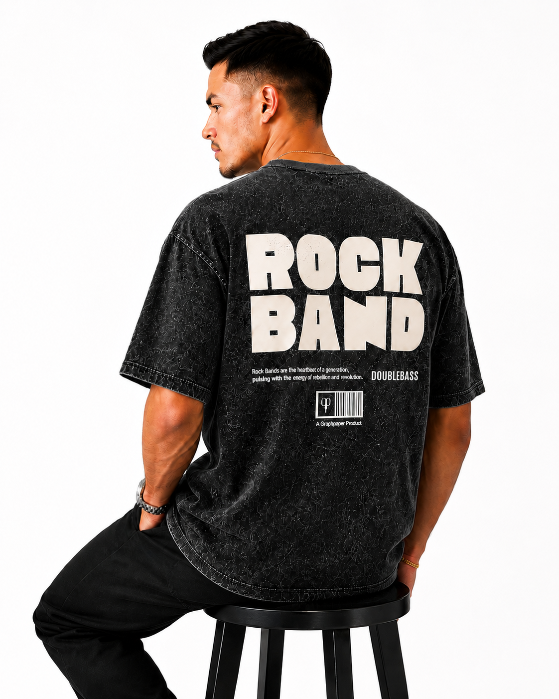 Acid Wash Oversize Vintage Tee - Black