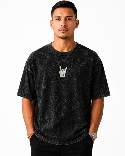 Acid Wash Oversize Vintage Tee - Black
