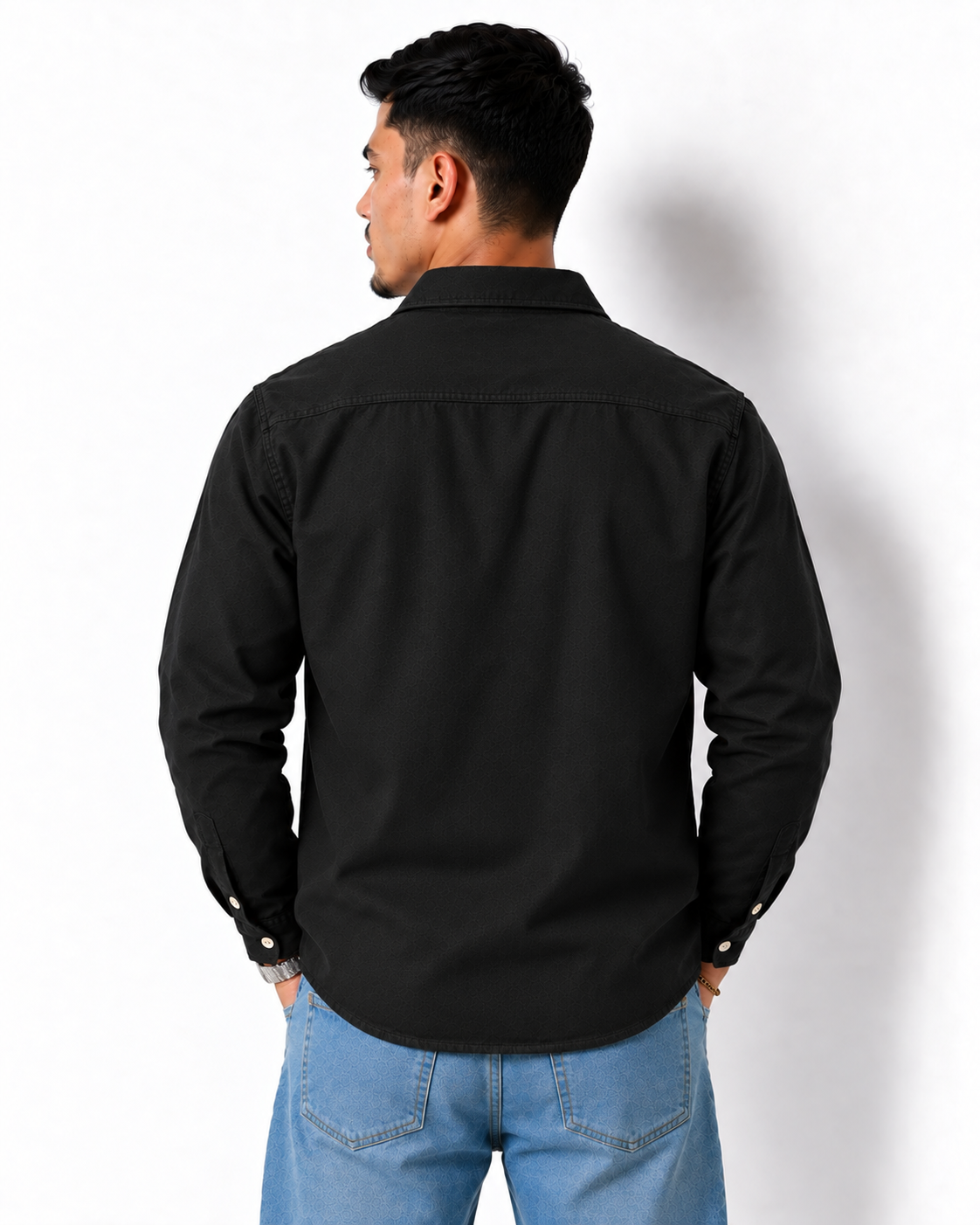 Full-Sleeve Utility Overshirt - Black