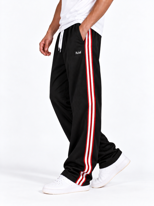 Velocity Stripe Track Pants - Black/Red