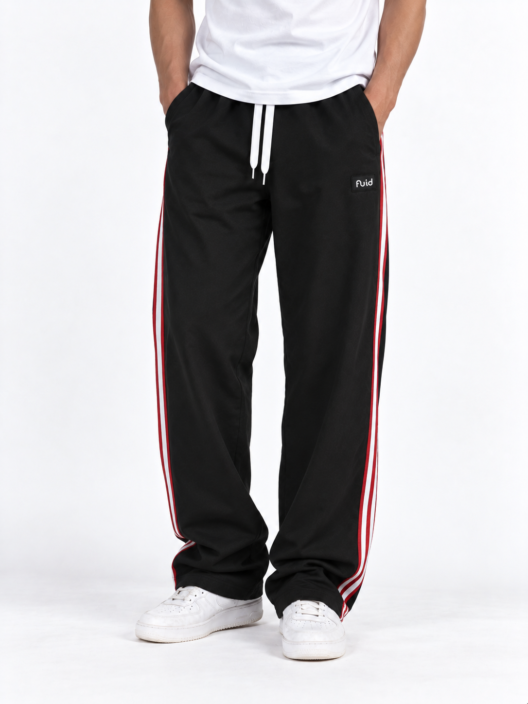 Velocity Stripe Track Pants - Black/Red