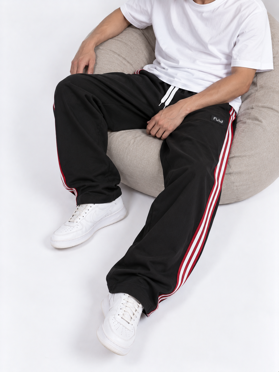 Velocity Stripe Track Pants - Black/Red