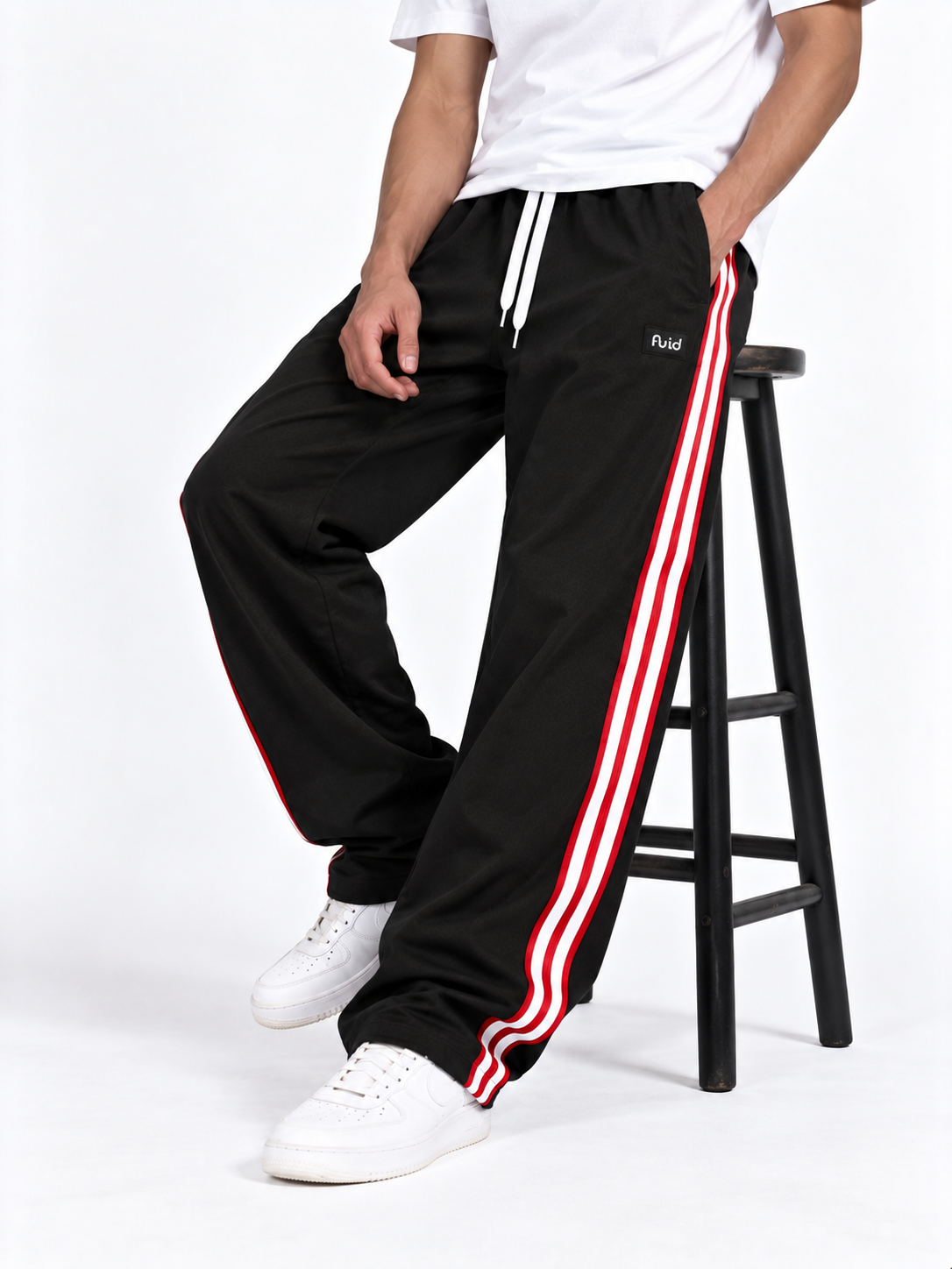 Velocity Stripe Track Pants - Black/Red