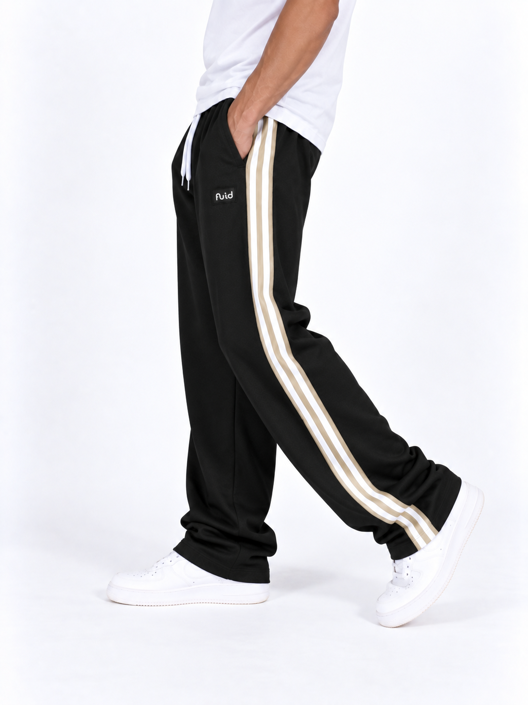 Velocity Stripe Track Pants - Black/Beige