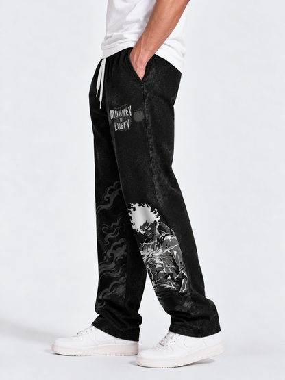 Luffy Relaxed Fit Joggers - Acid Black