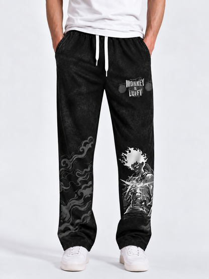 Luffy Relaxed Fit Joggers - Acid Black